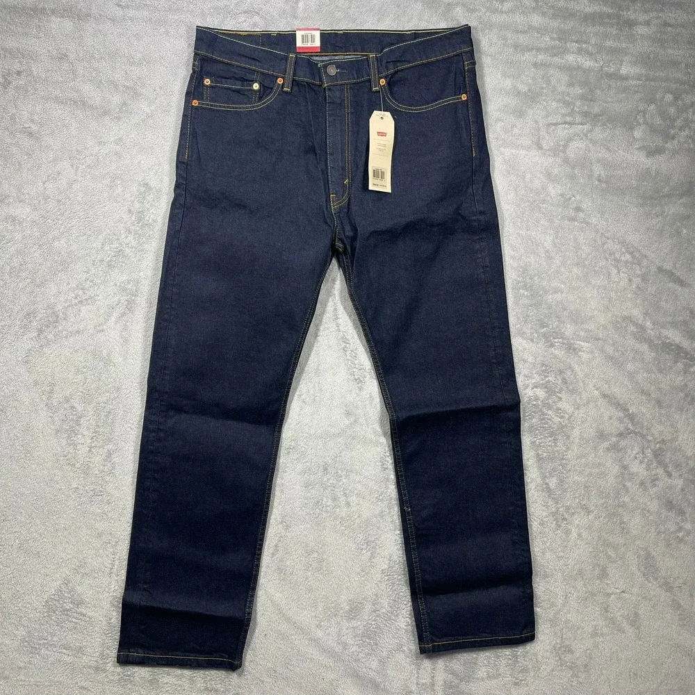 Levi's 505 Regular Fit Jeans Mens 38x32 Dark Indigo Stretch Straight Leg